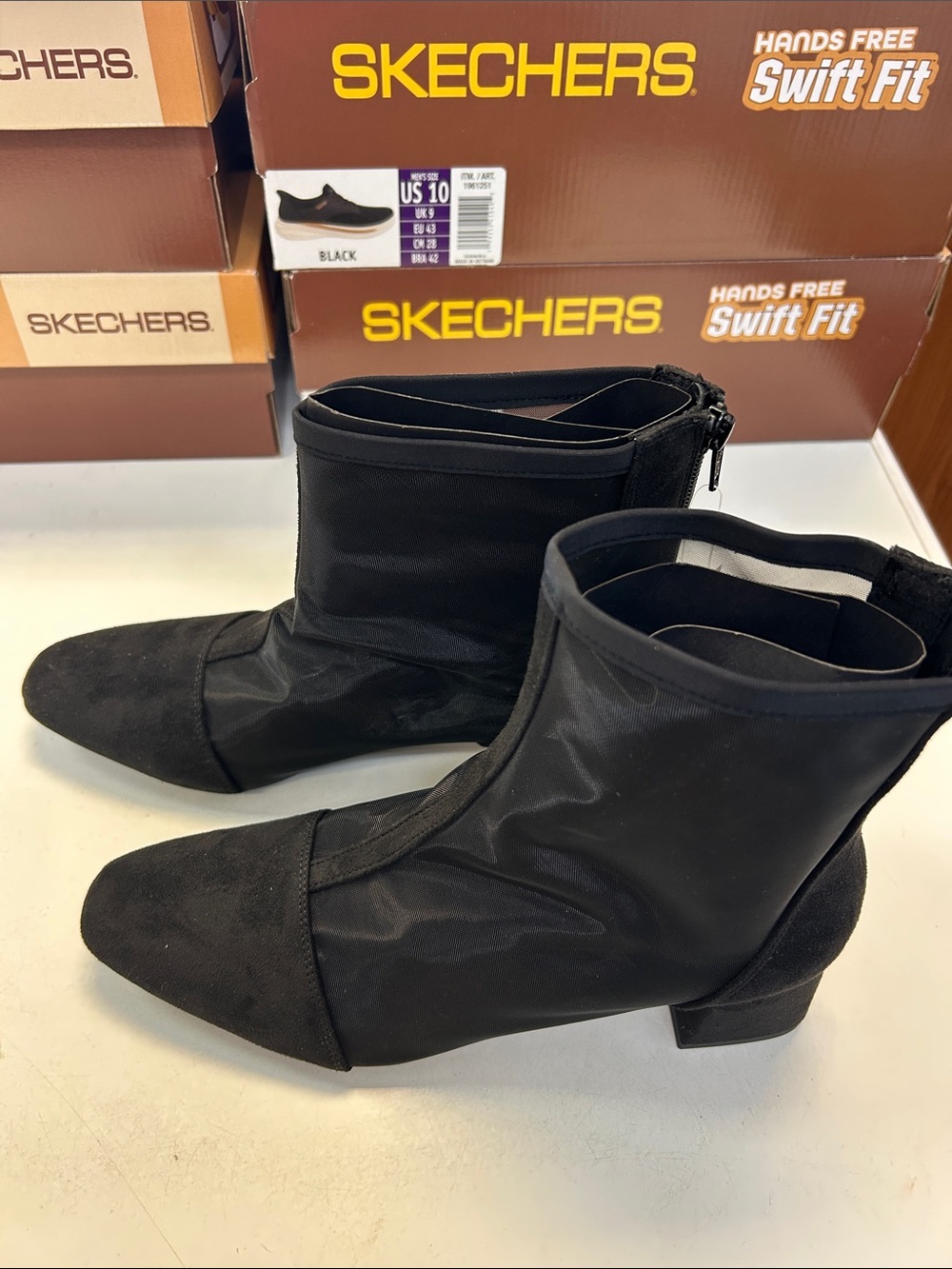 a new day Black Pointed Toe Ankle Booties with Low Block Heel Size 10 30513